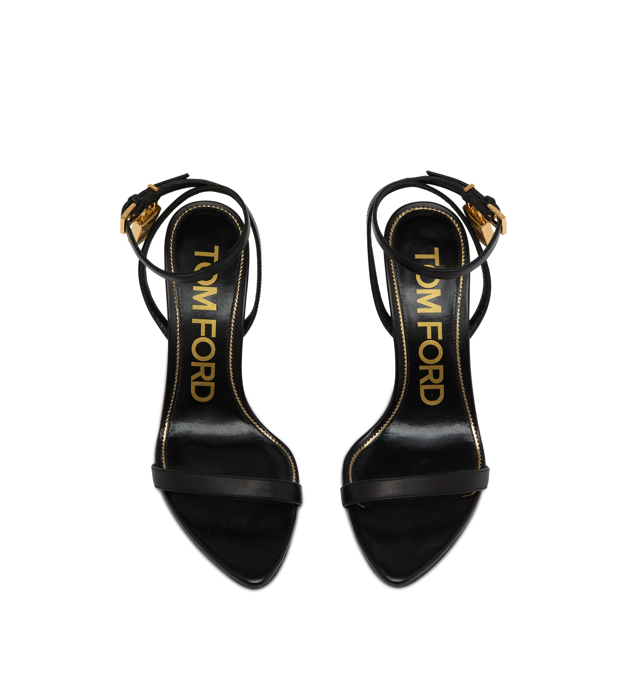 SHINY LEATHER PADLOCK POINTY NAKED SANDAL 85MM - 4