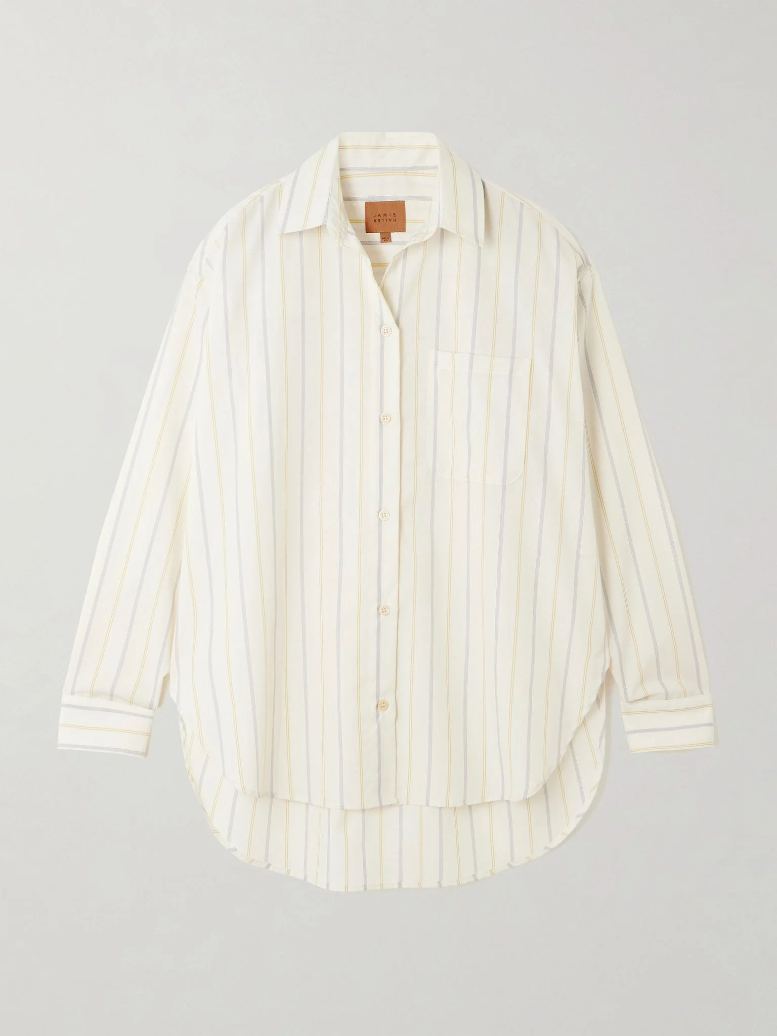 The Essential striped cotton-poplin shirt Ivory - 1