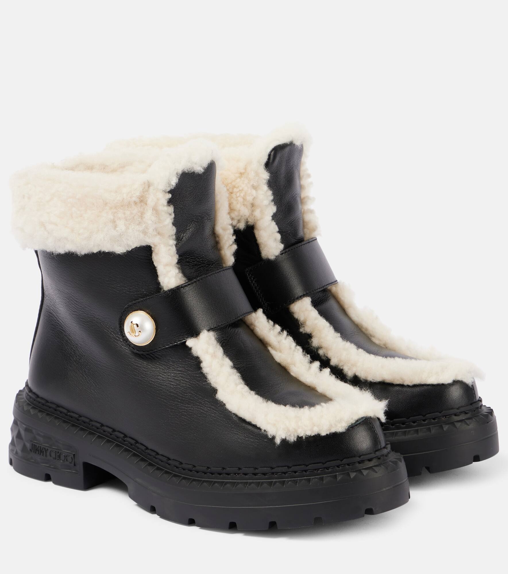 Shea shearling-lined leather ankle boots - 1