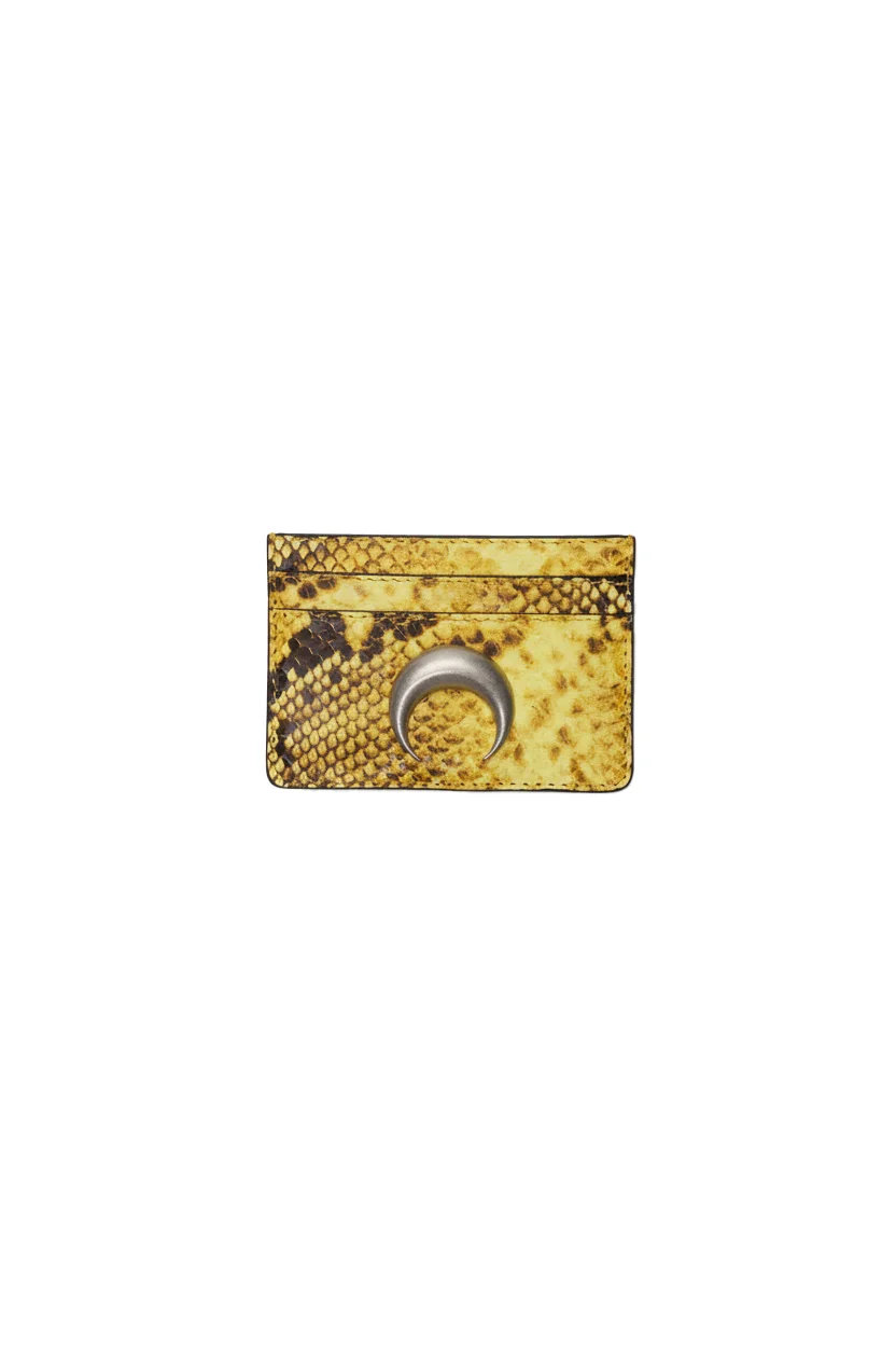 Python leather effect silver moon logo card holder - 1