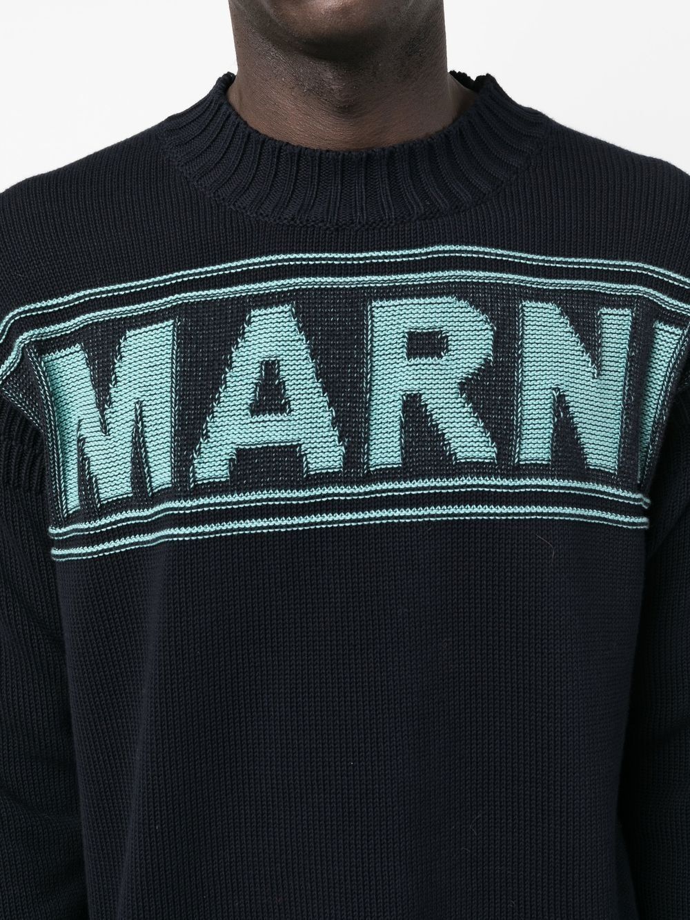 logo-intarsia cotton jumper - 5
