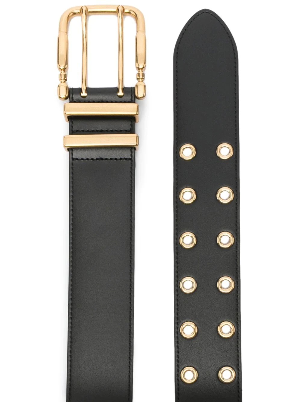 double-buckle leather belt - 2