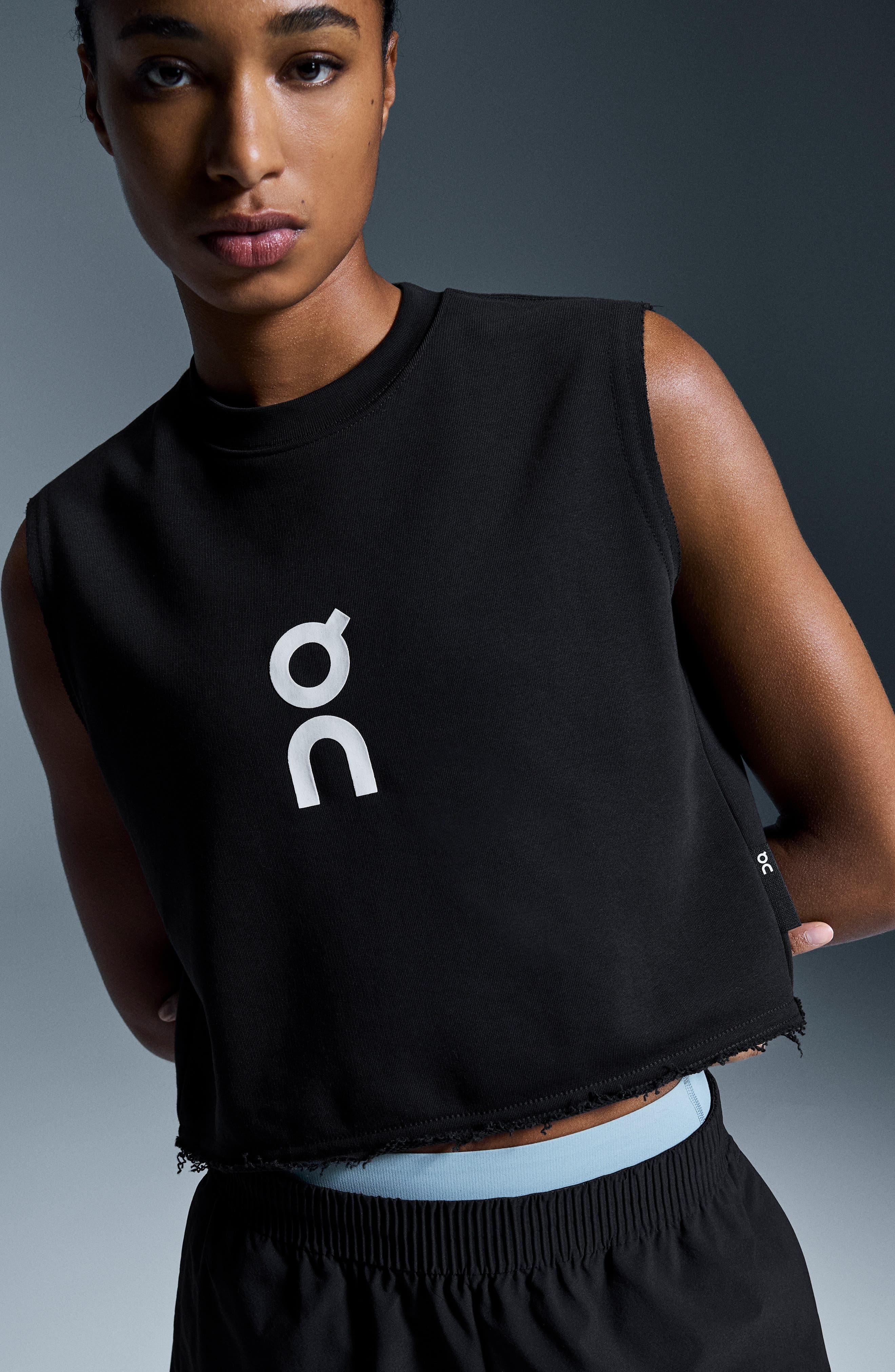 On Club Logo Crop Muscle Tank in Black at Nordstrom - 4