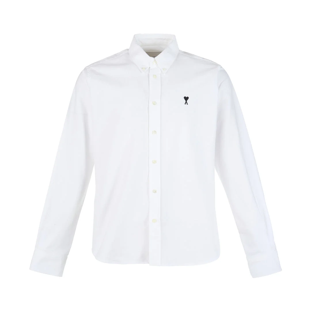 Contrasted Button-Down Collar Long Sleeve Shirt - 1