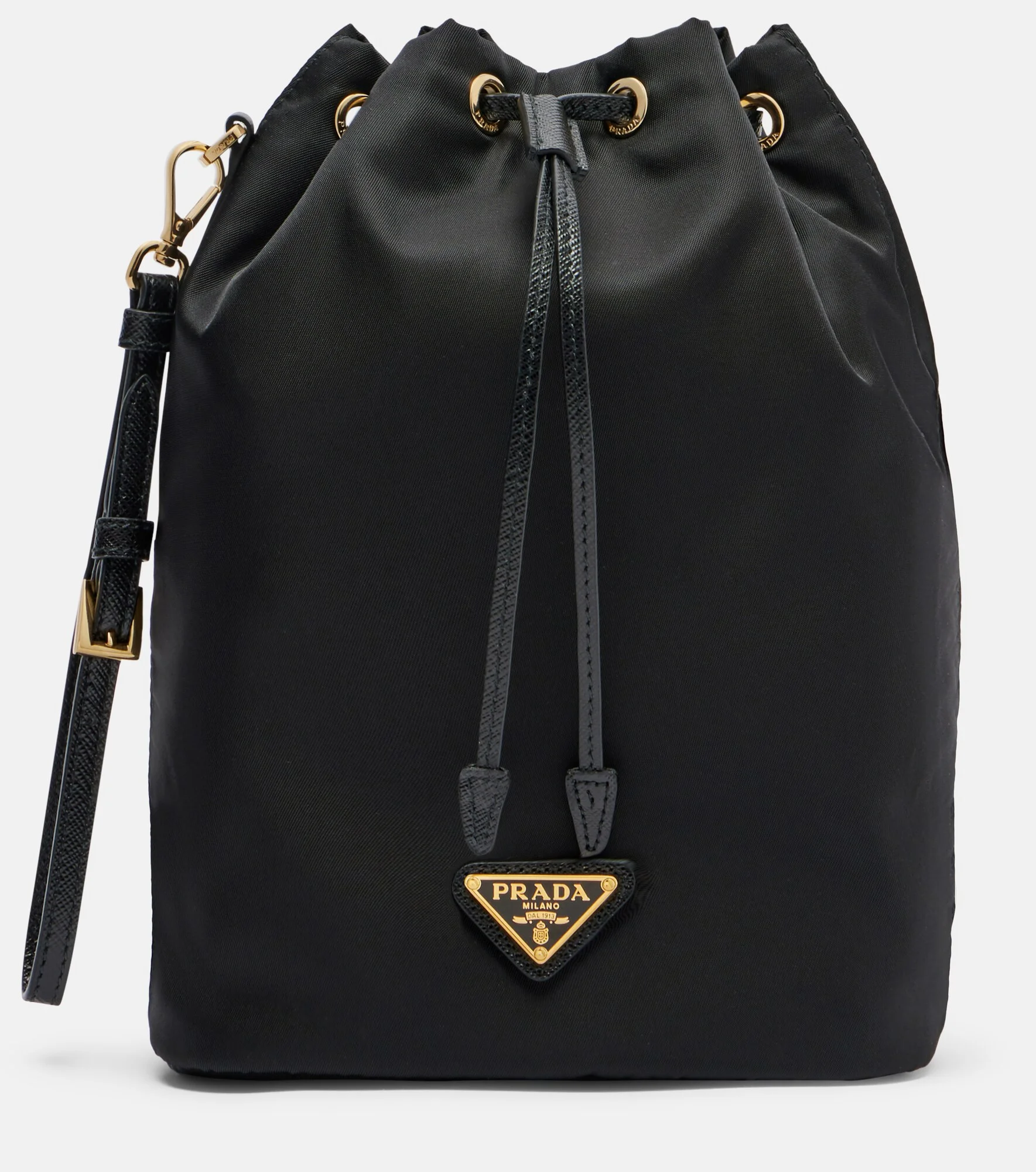 Re-Nylon leather-trimmed bucket bag - 1