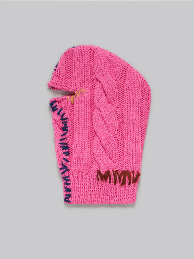 Marni FUCHSIA WOOL BALACLAVA WITH CONTRASTING MENDING outlook