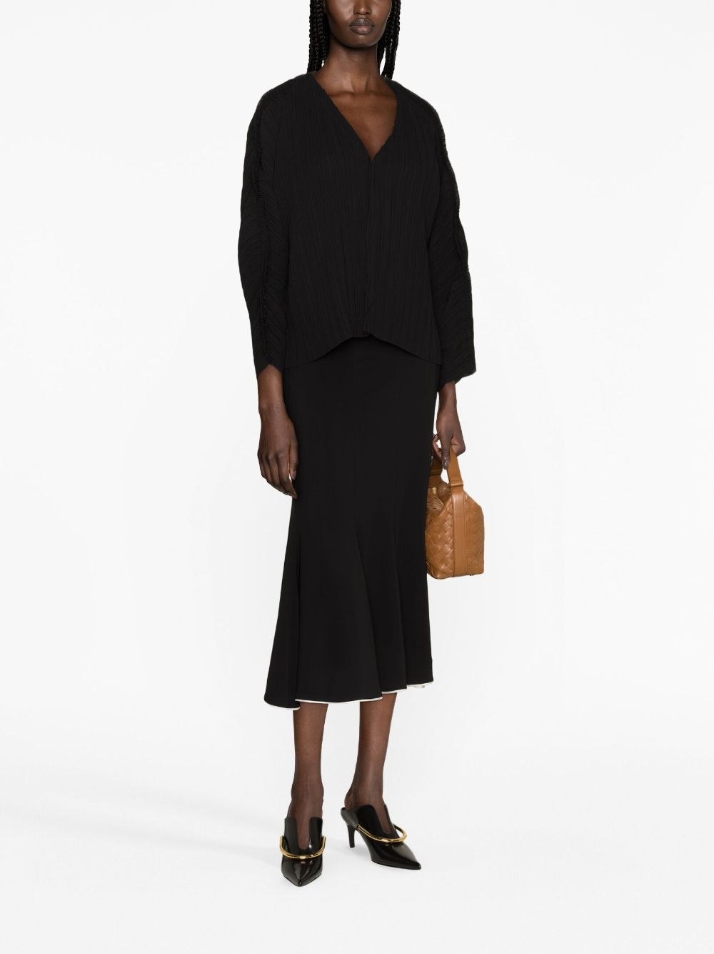 plissÃ©-effect V-neck sweatshirt - 2