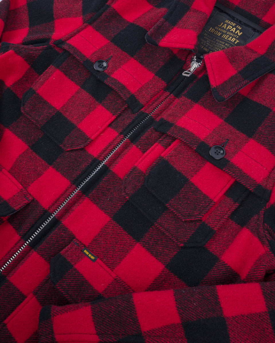 IHW-19-RED Wool Buffalo Check Hunting Jacket - Red - 10