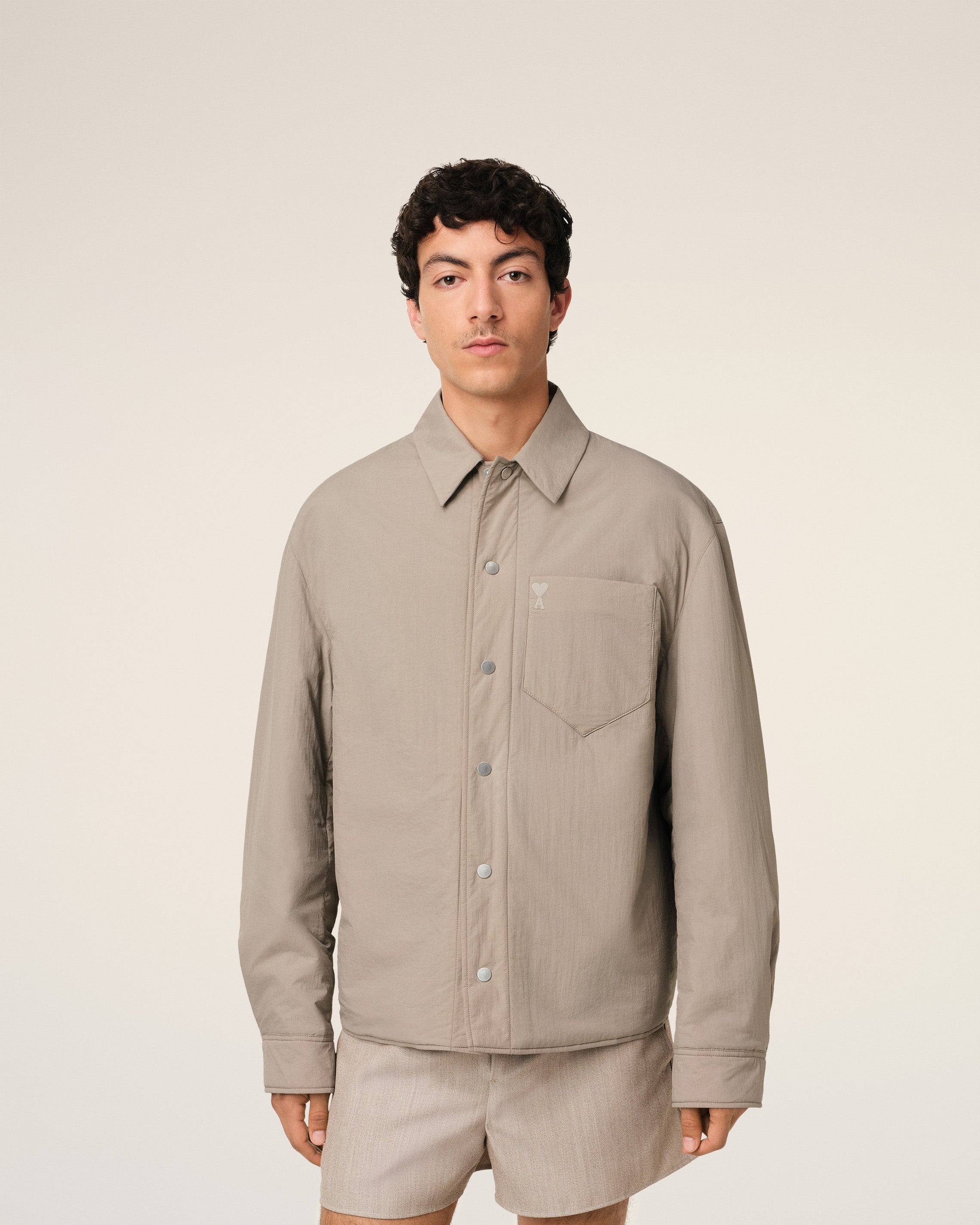 BEIGE CANVAS PADDED AMI DE COEUR OVERSHIRT - 3