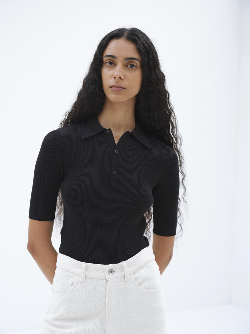 AURALEE COTTON HIGH GAUGE RIB KNIT POLO outlook