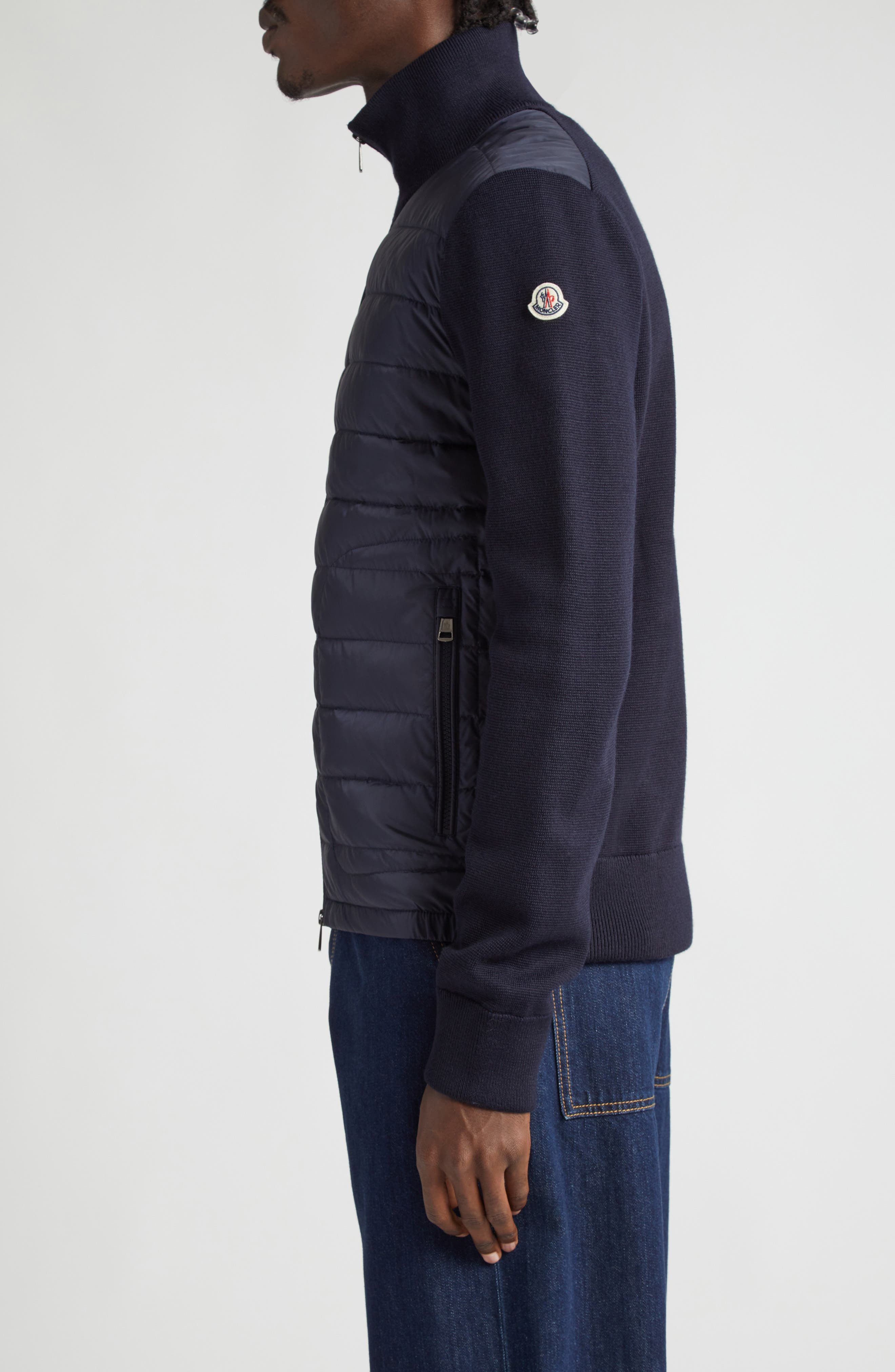 Quilted Nylon & Knit Cardigan - 3