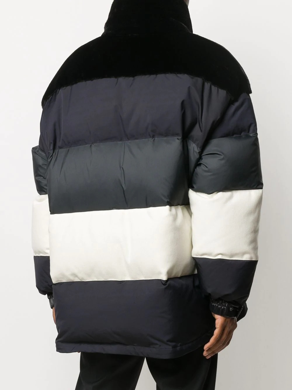 horizontal-stripes oversize puffer jacket - 4