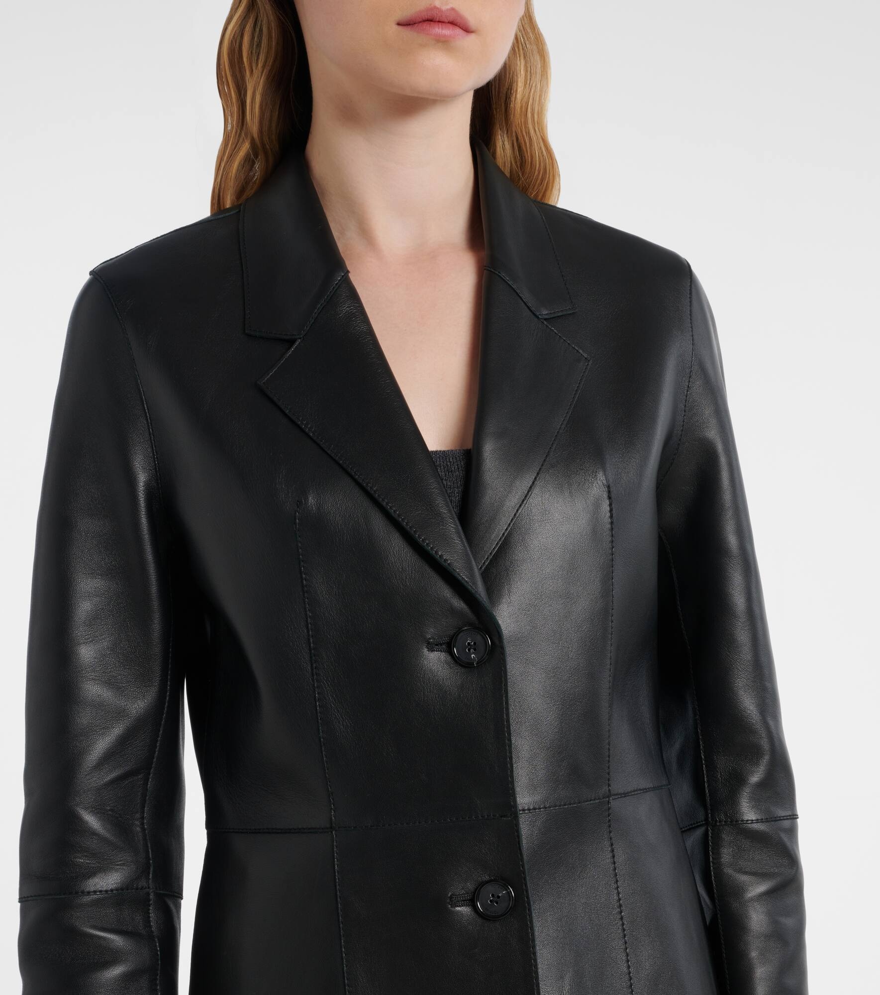Paneled leather coat - 4