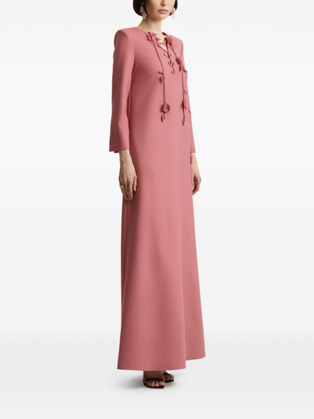 lace-up floral maxi dress - 3