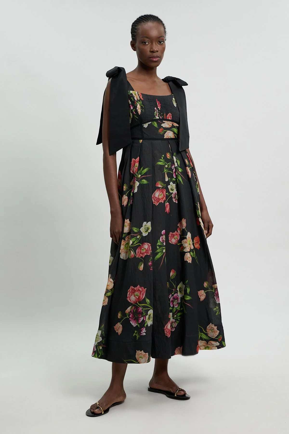 Floral Woven Strappy Dress - 1