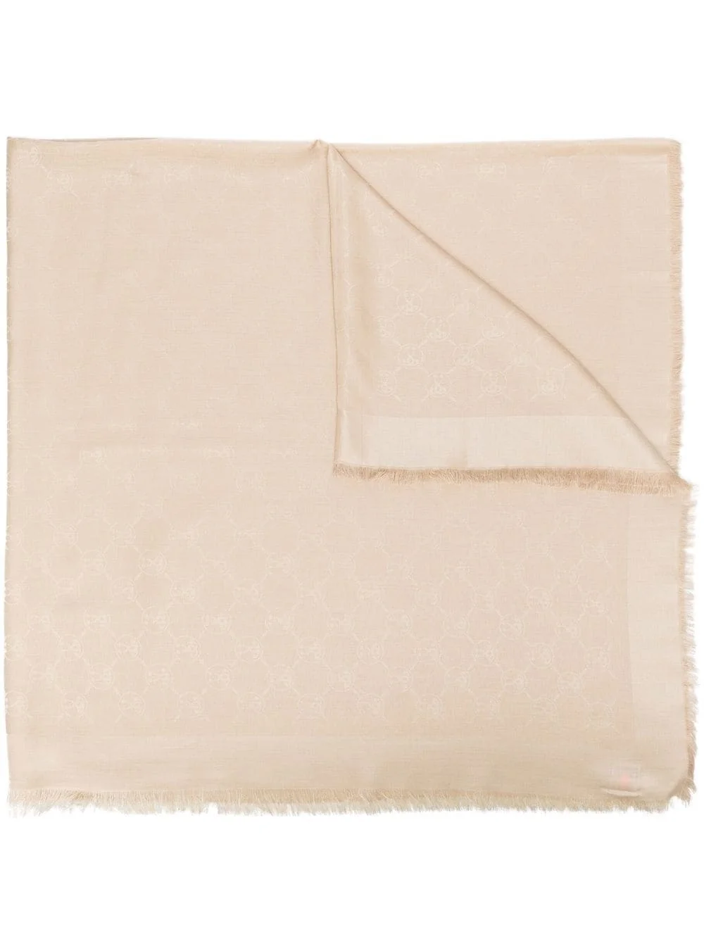 monogram-pattern fringed scarf - 1