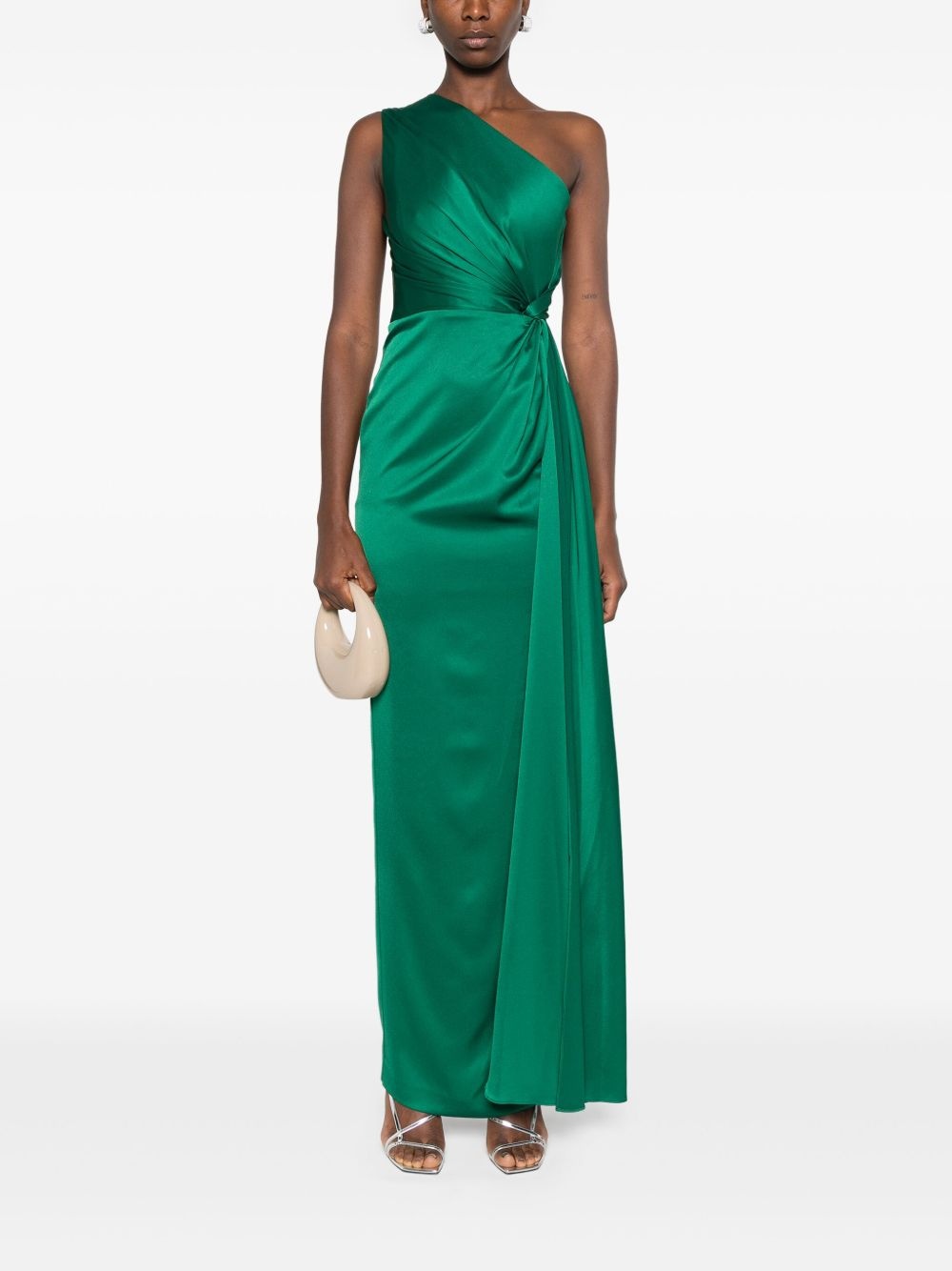 one-shoulder satin dress - 2