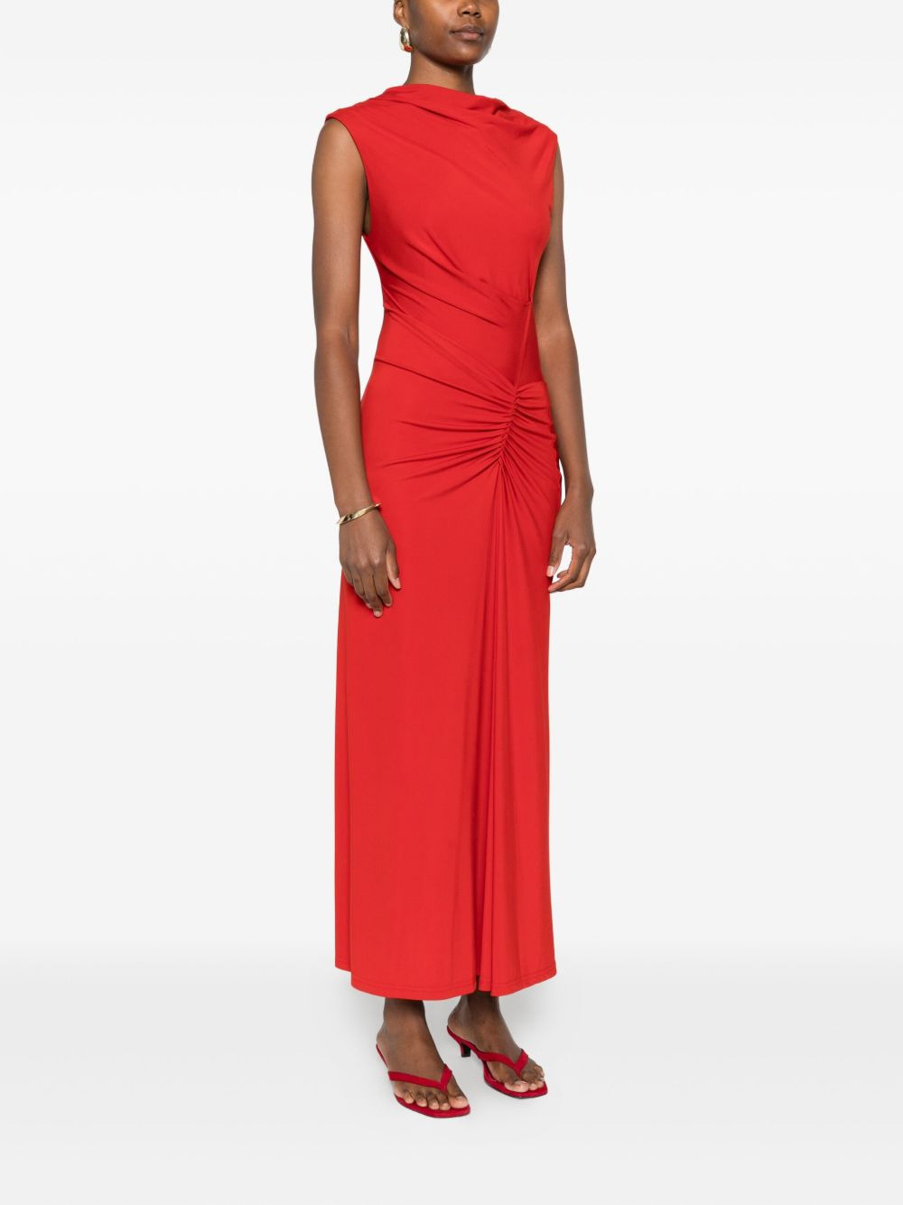 cowl-neck draped midi dress - 3