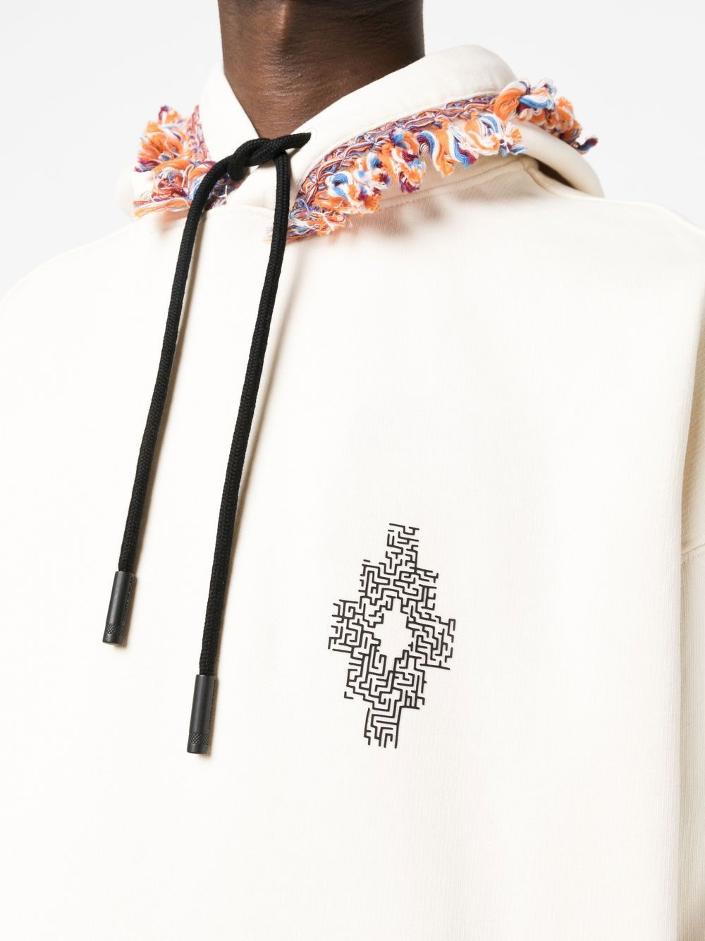 fringe-detailing jersey-knit hoodie - 5