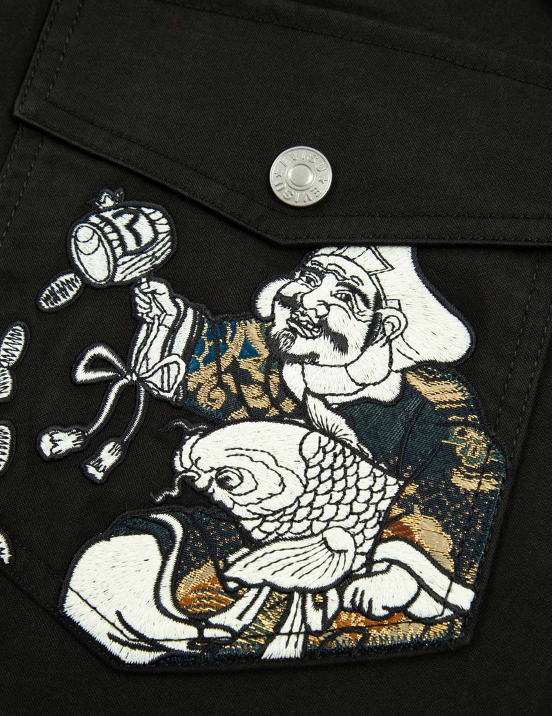 DAIKOKUTEN AND LOGO EMBROIDERY WITH BROCADE APPLIQUÉ LOOSE FIT JOGGER PANTS 3