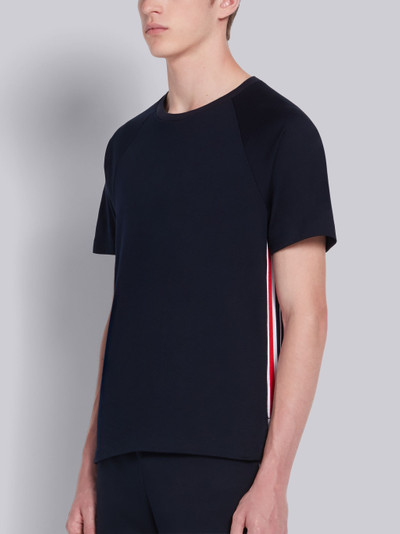 Thom Browne Navy Cotton Interlocking RWB Stripe Short Sleeve Tee outlook