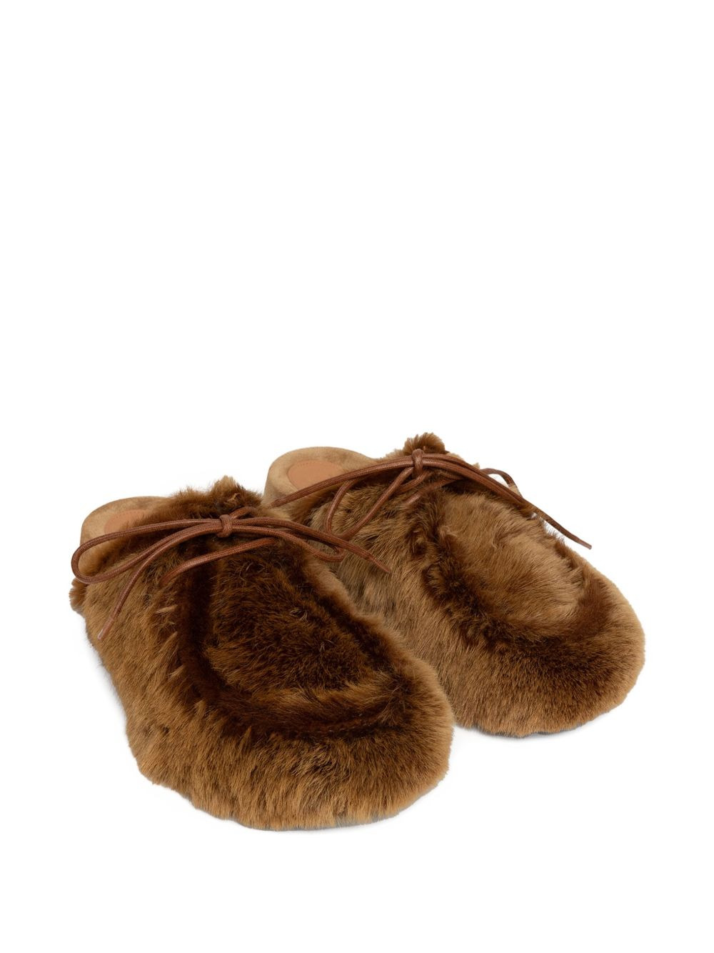 shearling lace-up mules - 3
