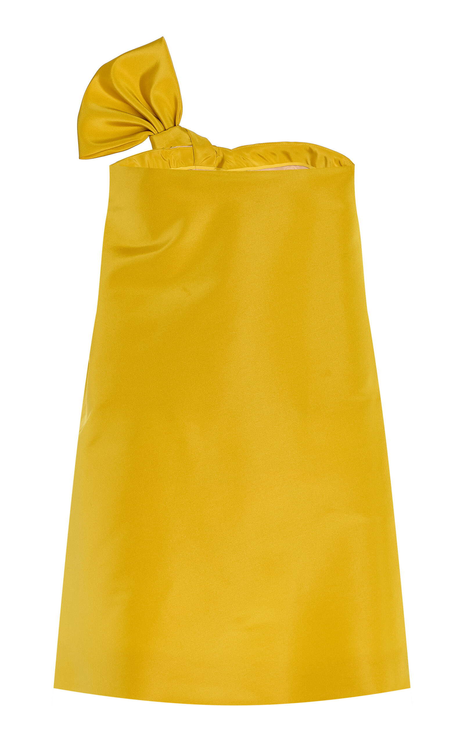 Asymmetric Silk Faille Mini Dress yellow - 5