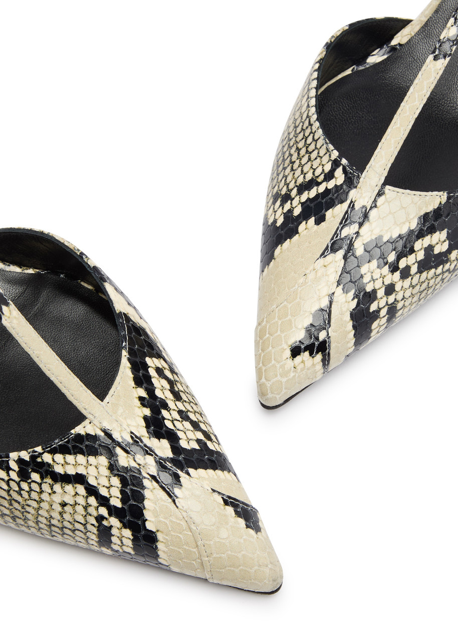 Khaite Mia 45 Python-effect Leather Pumps - 3