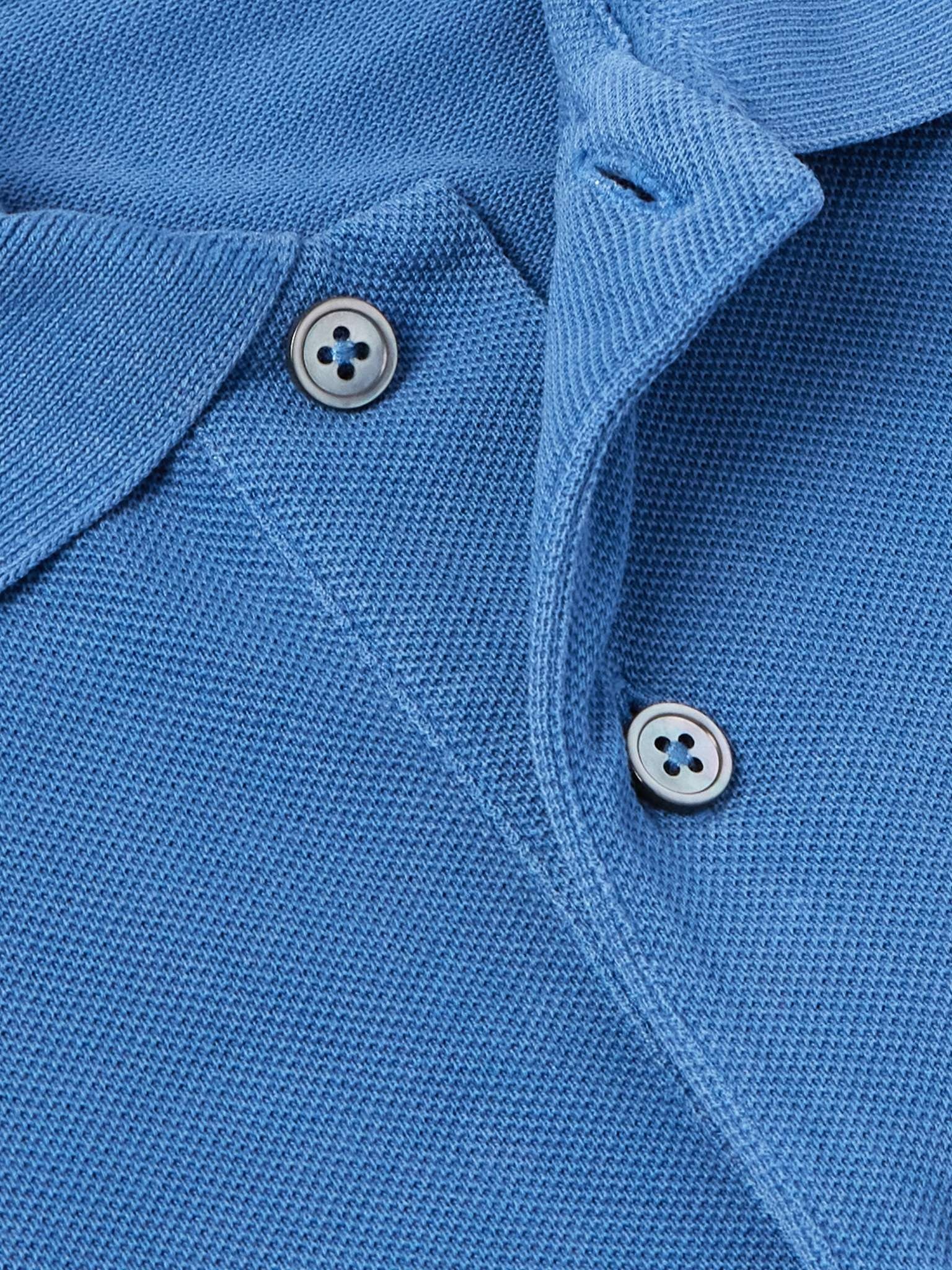Slim-Fit Lyocell and Cotton-Blend Piqué Polo Shirt - 4