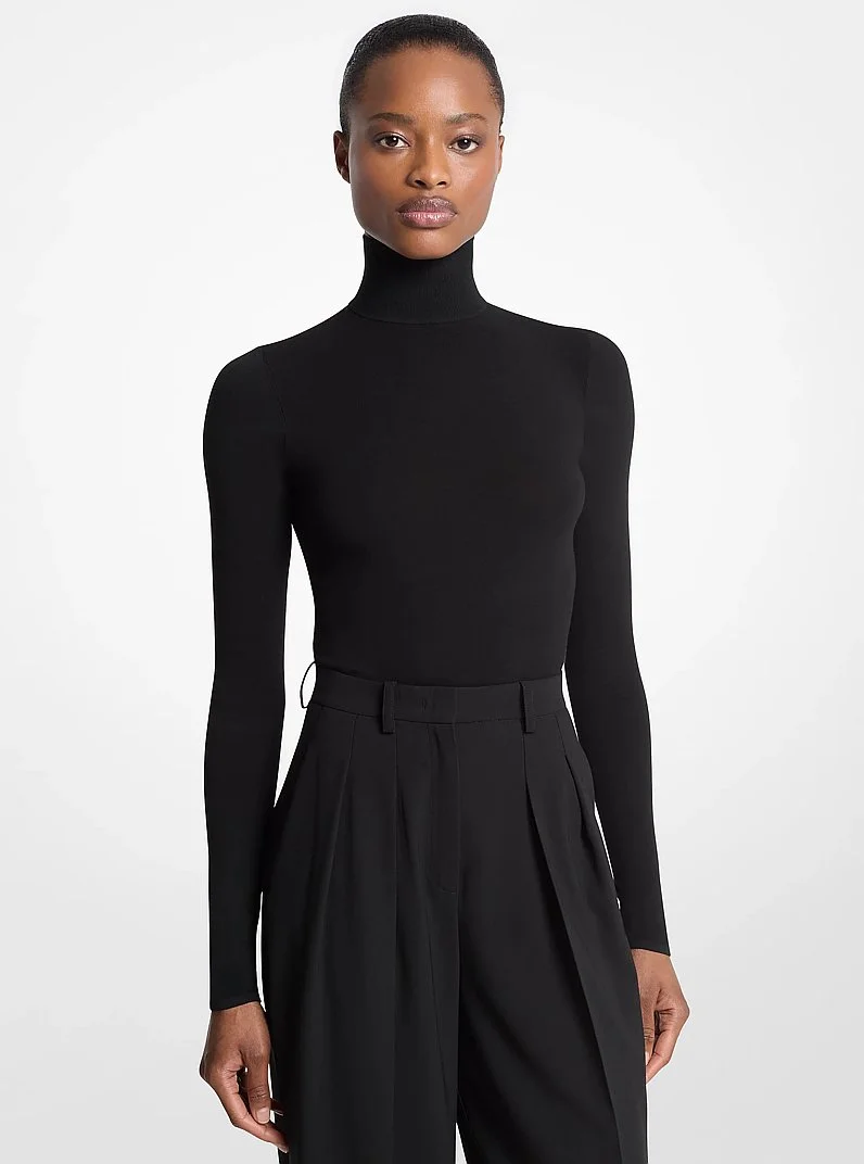 Stretch Viscose Turtleneck Bodysuit - 1