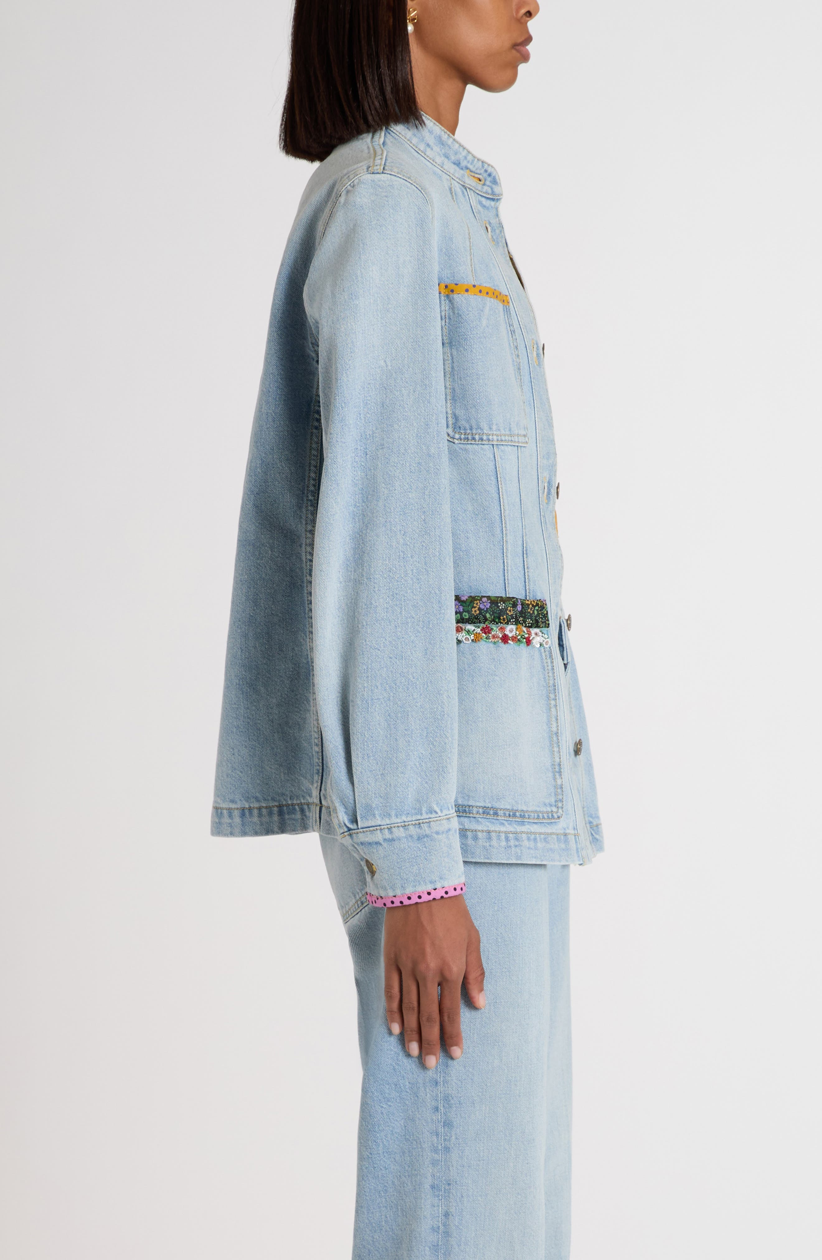 Valentino Garavani Contrast Border Denim Jacket at Nordstrom - 4