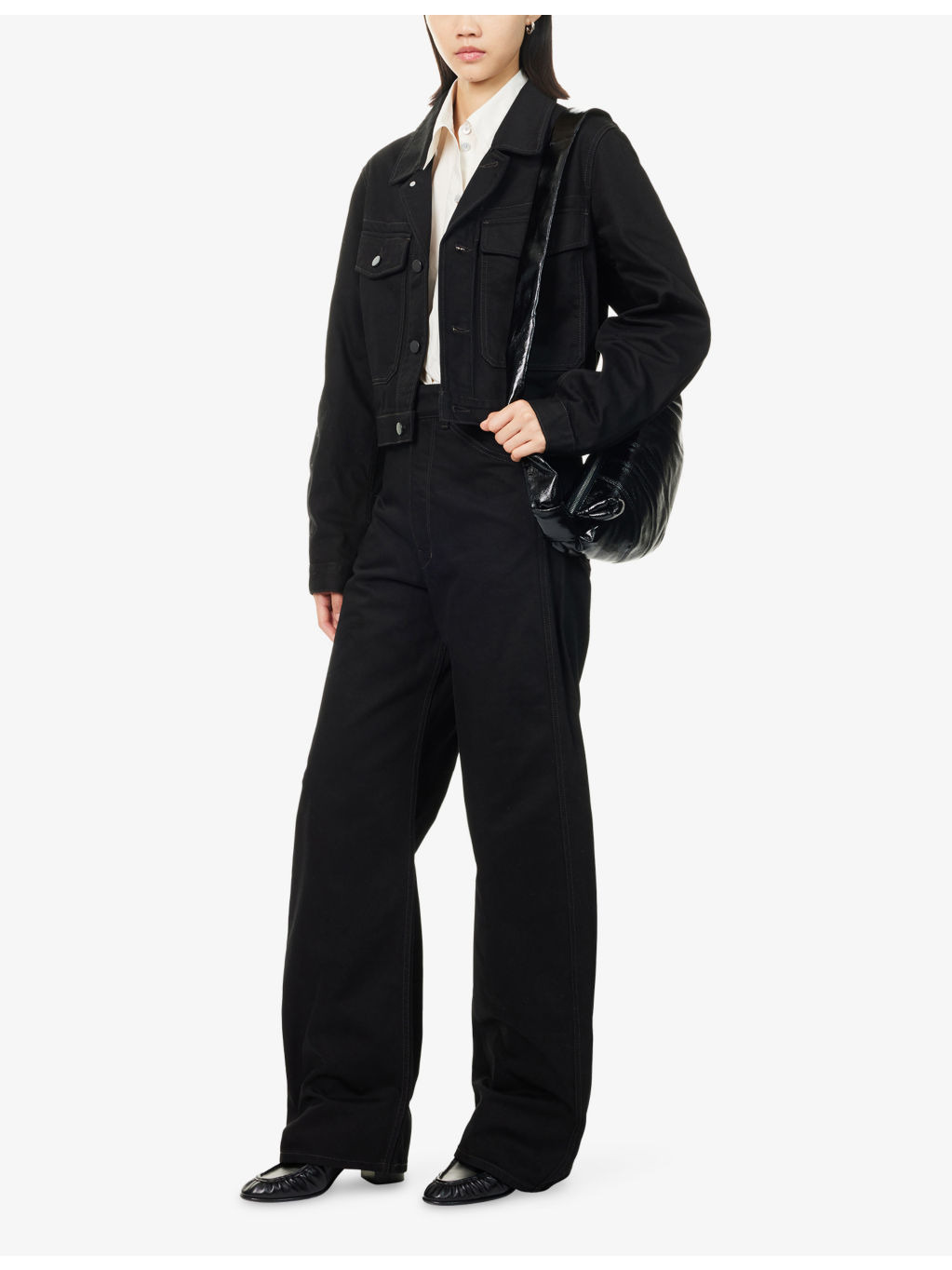 Cropped Blouson Denim Jacket - 2