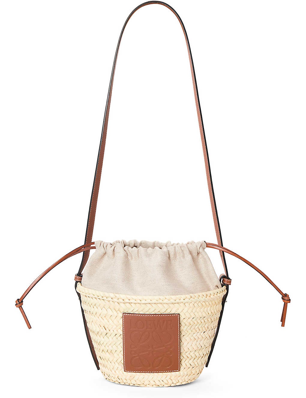 Loewe X Paula's Pochette Raffia And Leather Basket Bag In Natural/neon  Orange