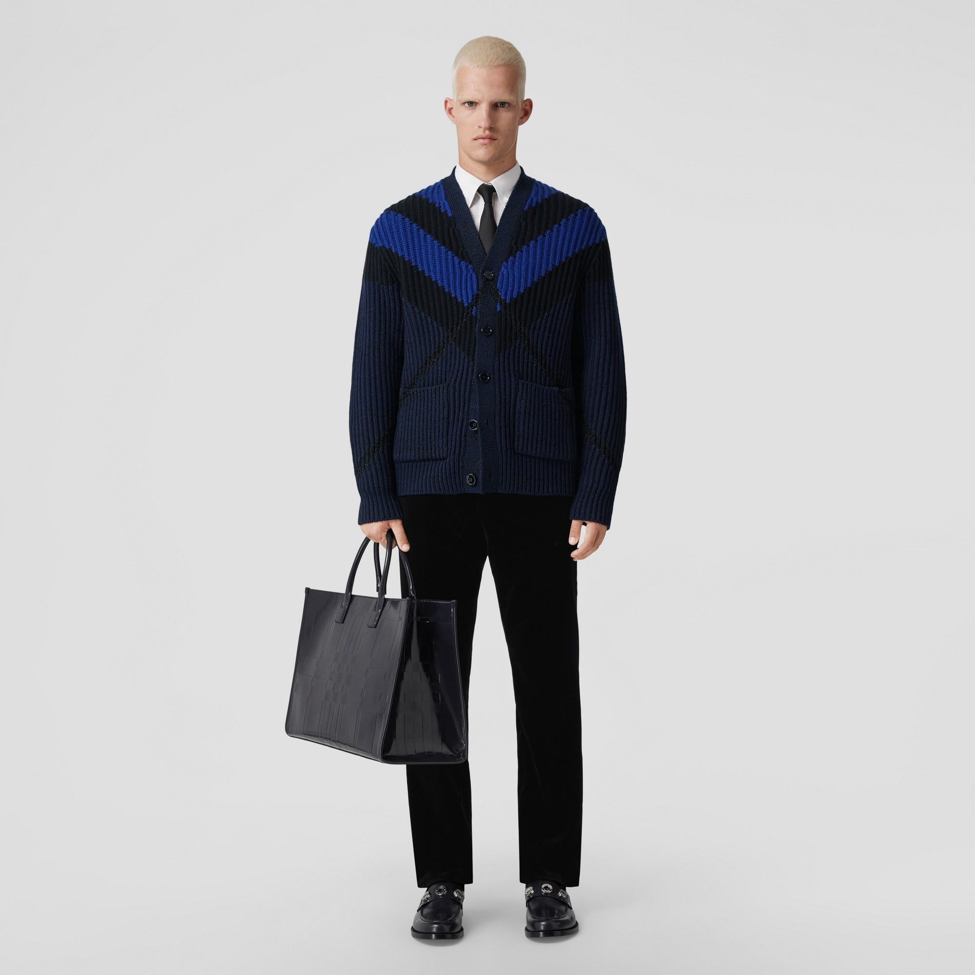Chevron Check Cashmere Cotton Blend Cardigan – Exclusive Capsule Collection - 4