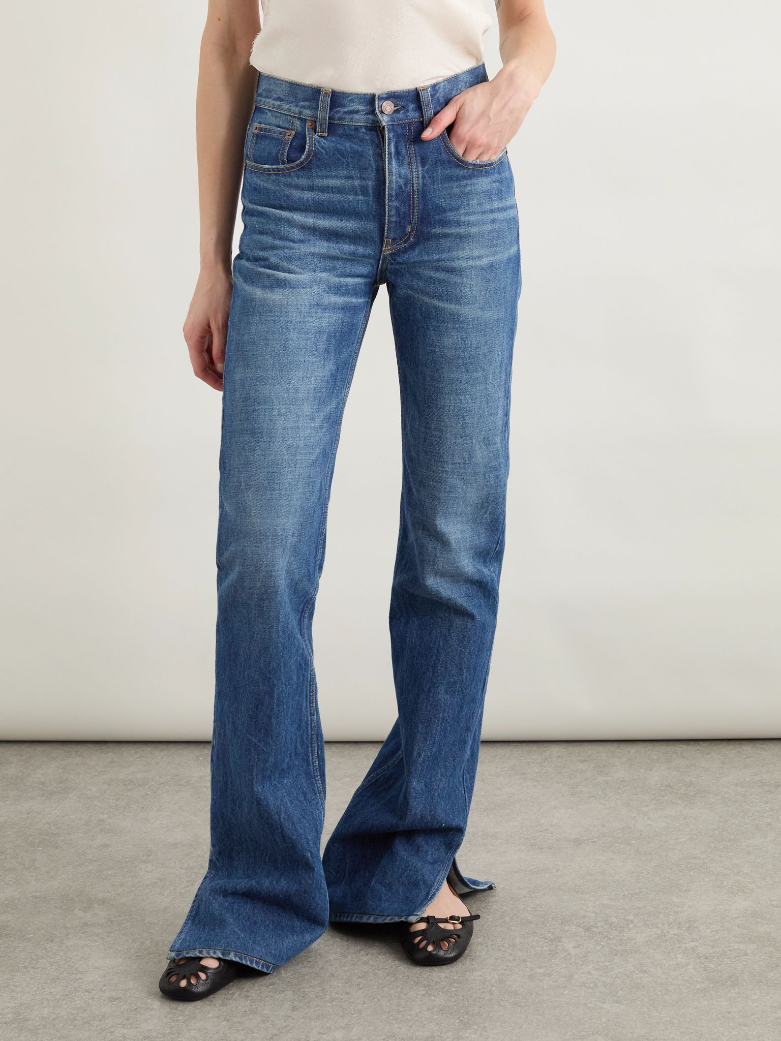 High-rise slim-leg organic jeans Dark denim - 3