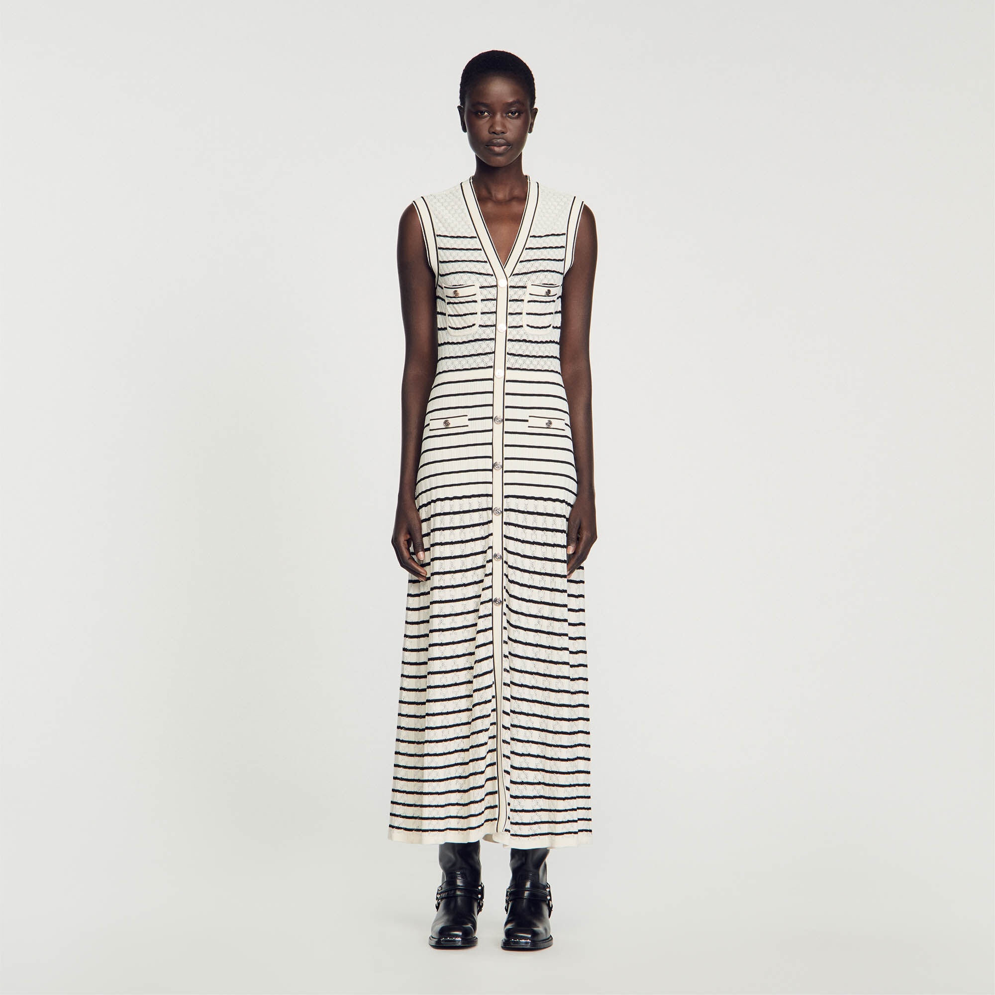 STRIPED KNIT MIDI DRESS - 3