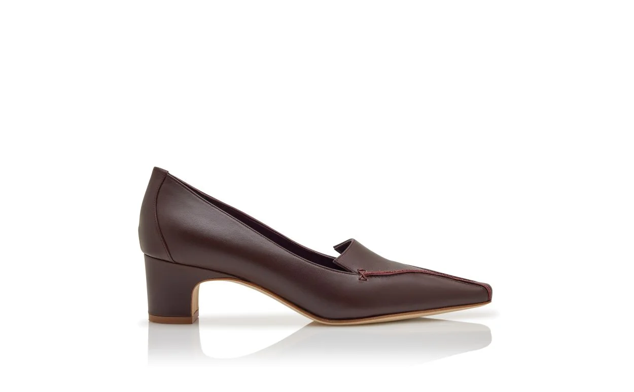 Dark Red Calf Leather Pumps - 1