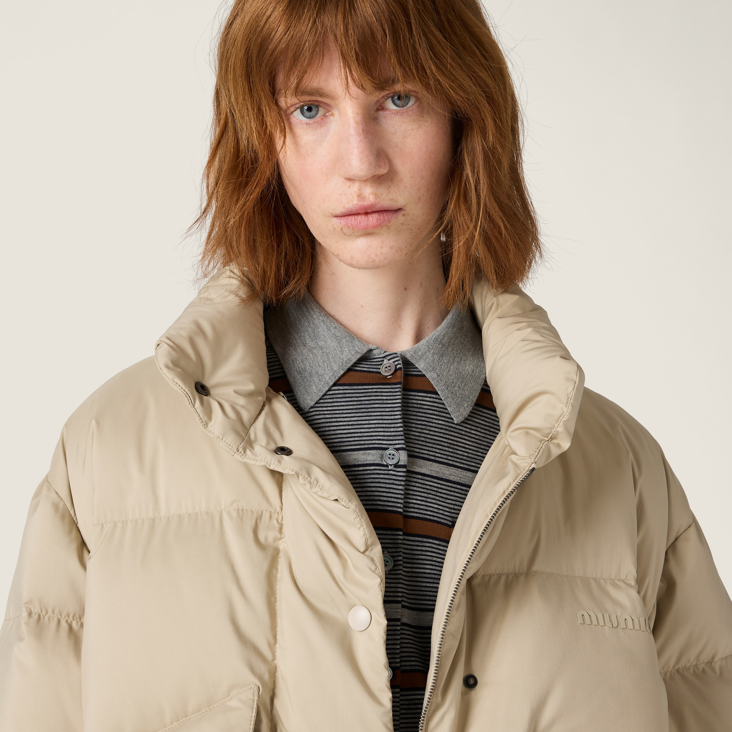 Technical pongé down jacket - 4