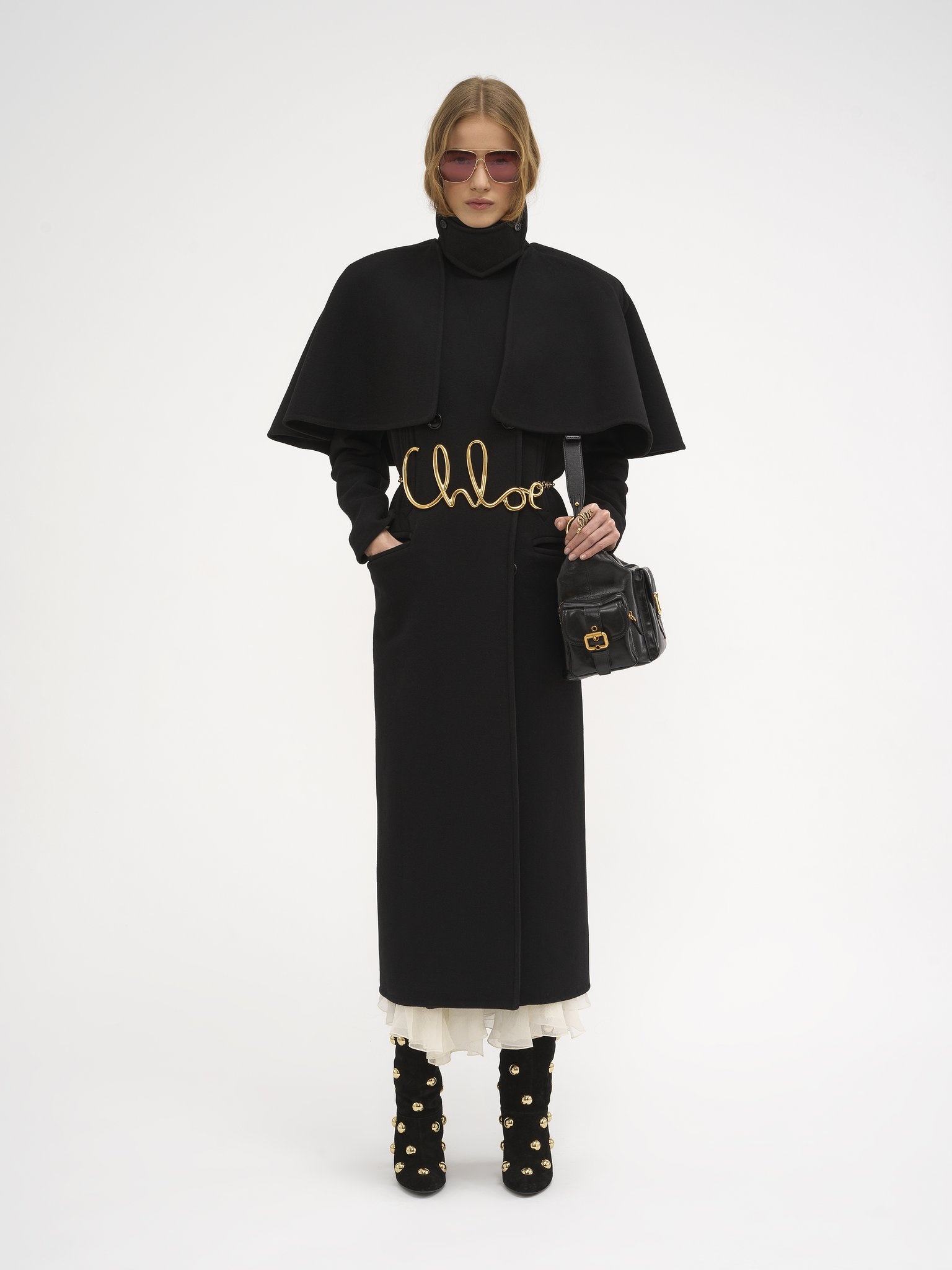 LONG COAT IN DOUBLE-FACE WOOL WITH CAPE - 3