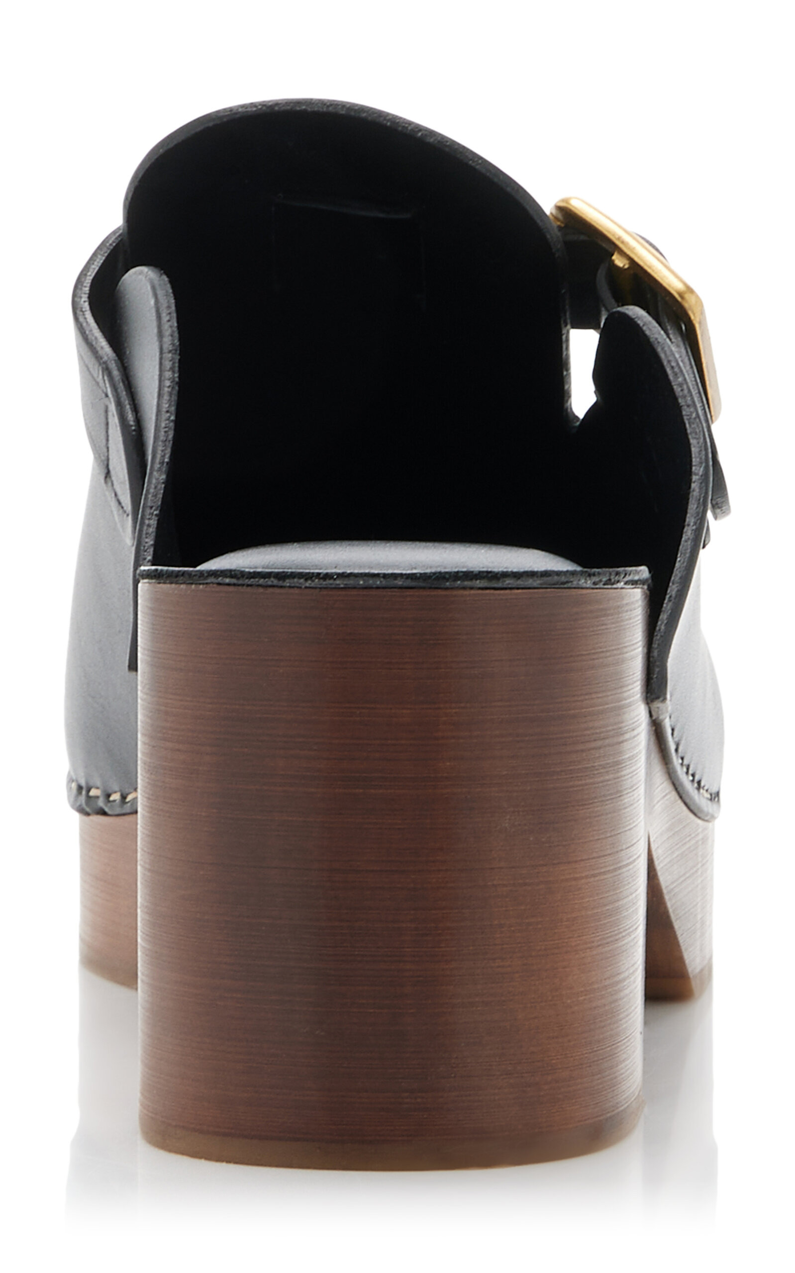 Buckle-Detailed Leather Clogs black - 5