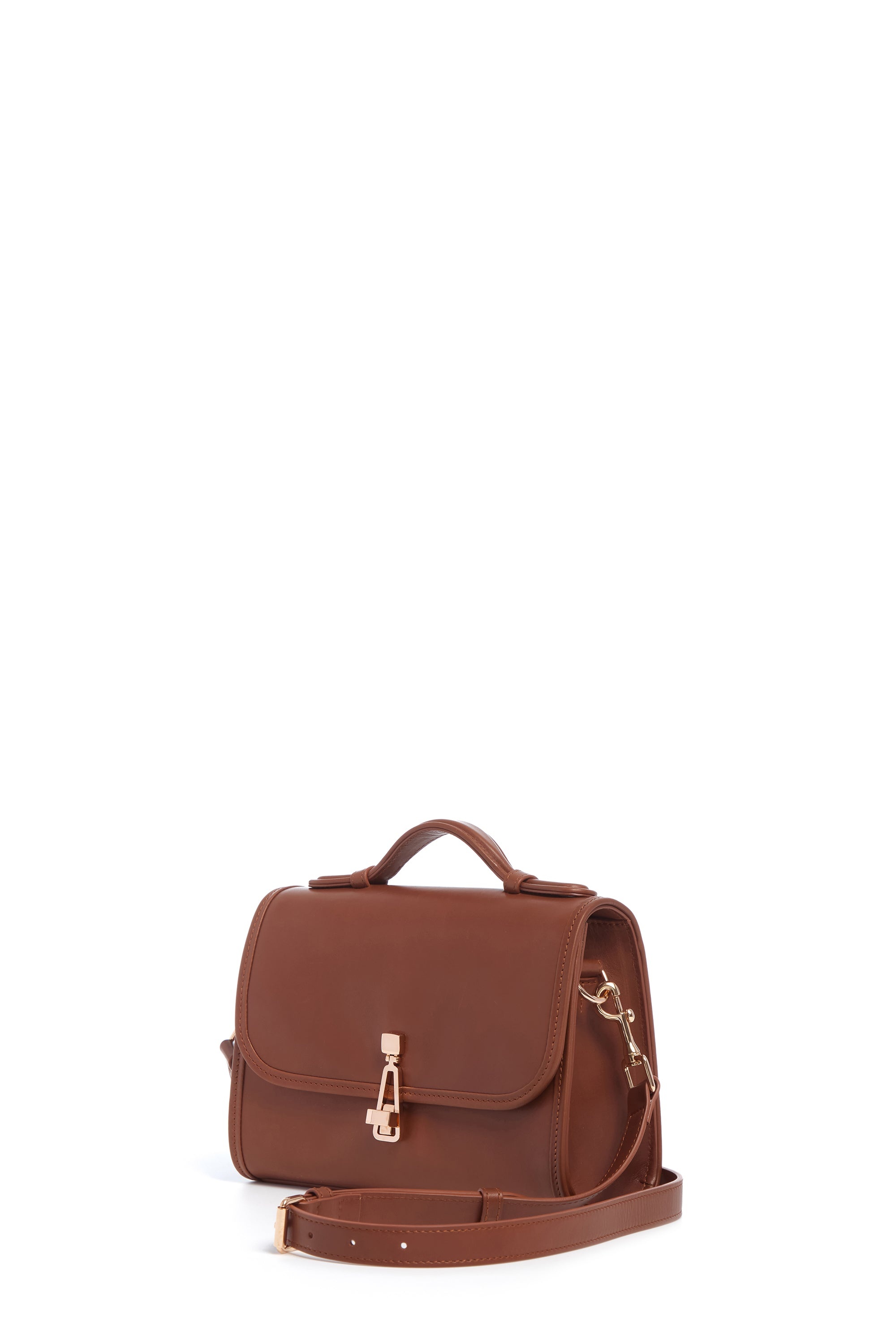 Small Leonora Flap Bag in Cognac Leather - 3