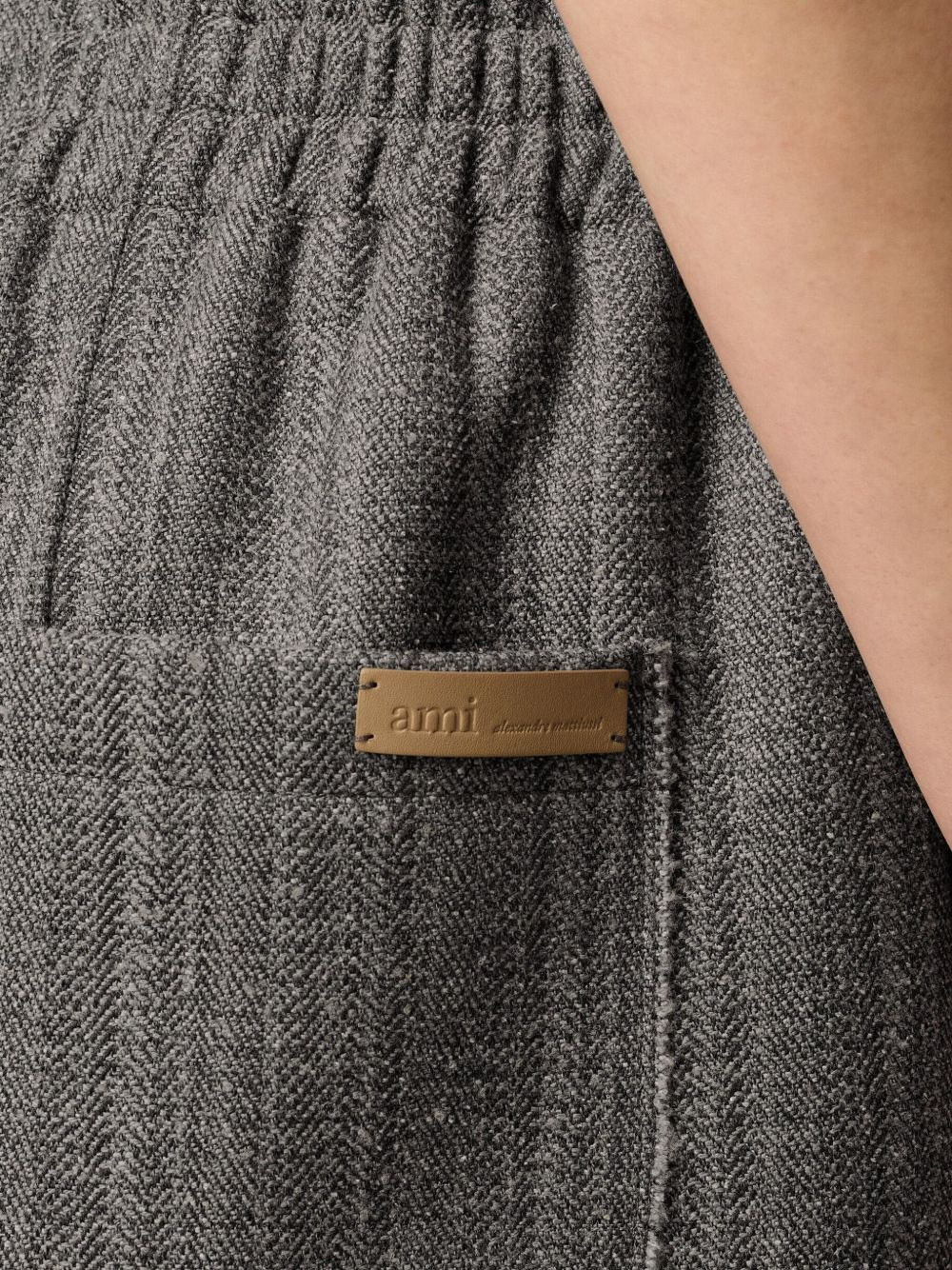 herringbone elasticated trousers - 7