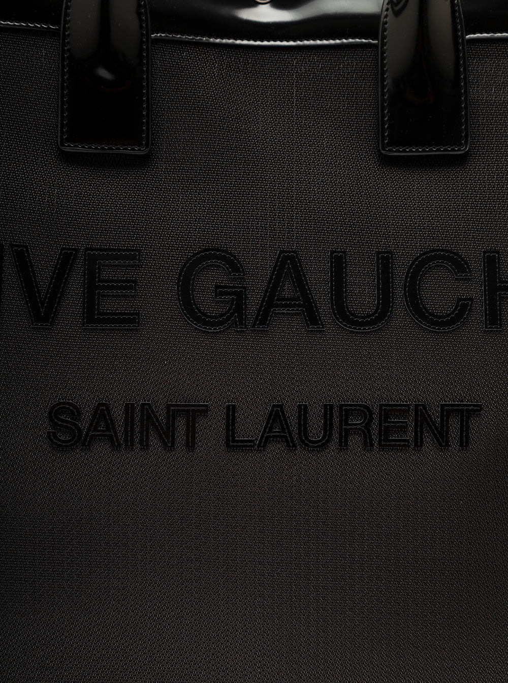 Saint Laurent Women Black Tote Bag With Tonal Rive Gauche Logo In Raphia Woman - 4