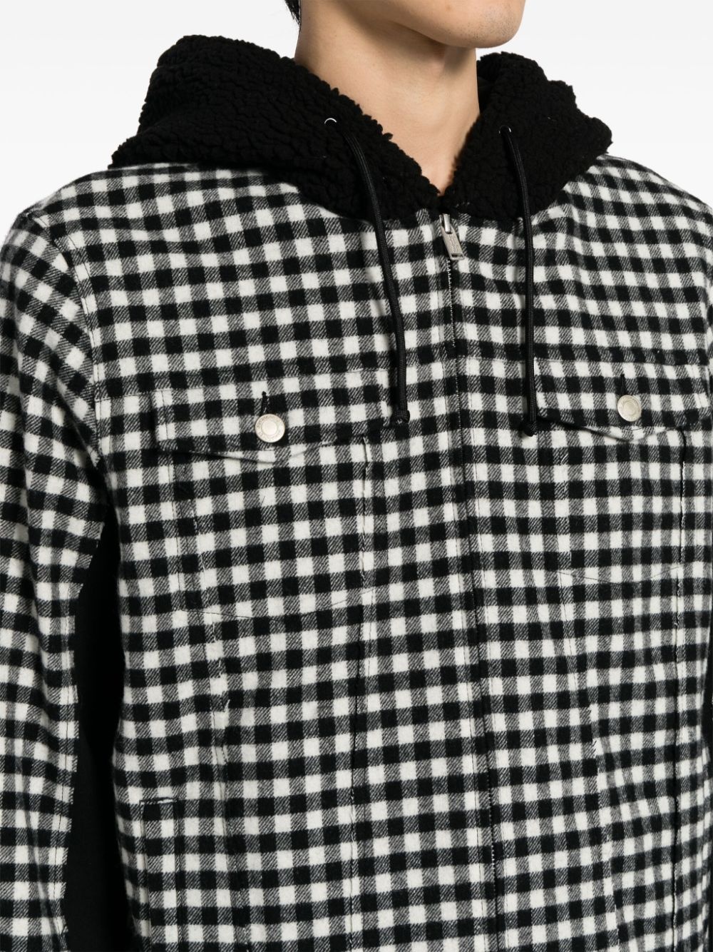 check-print hooded jacket - 5