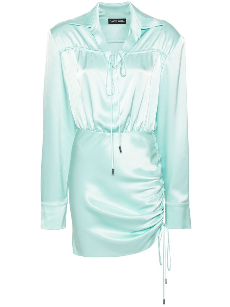 gathered-detail satin shirt dress 1
