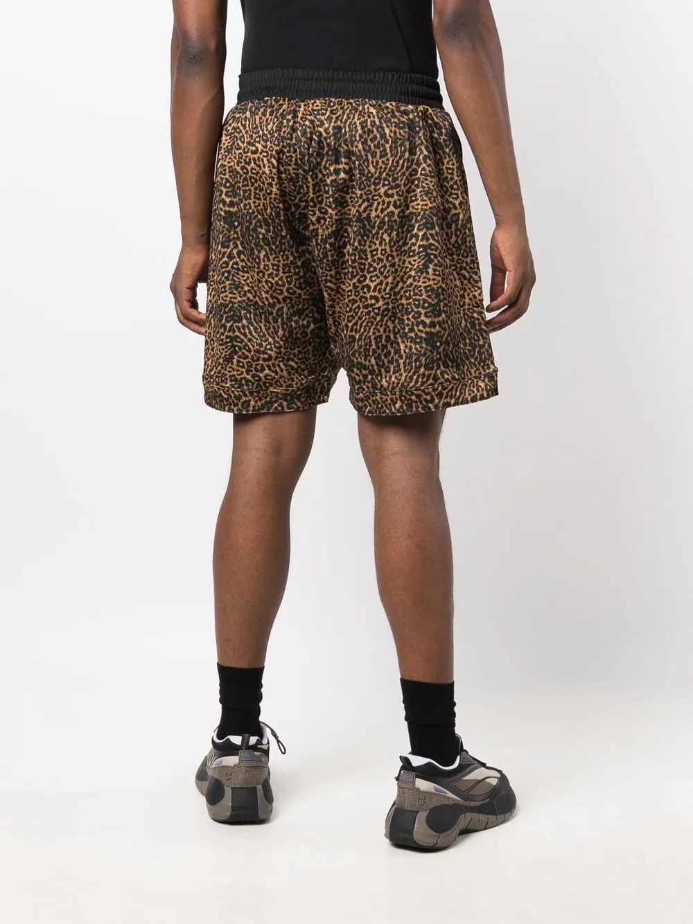 leopard-print track shorts - 4