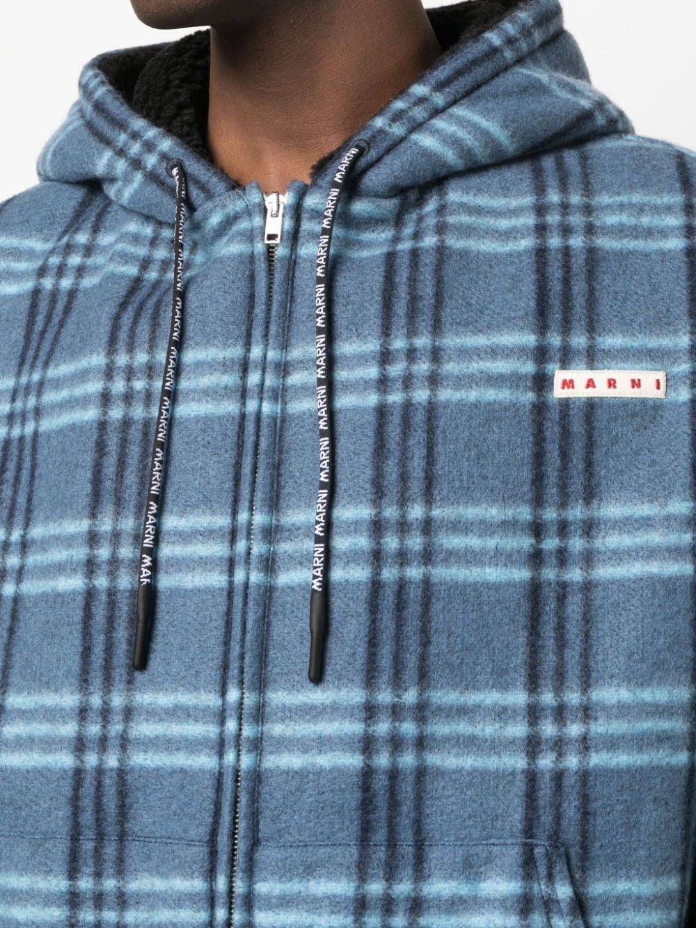 logo-patch check-print jacket - 5