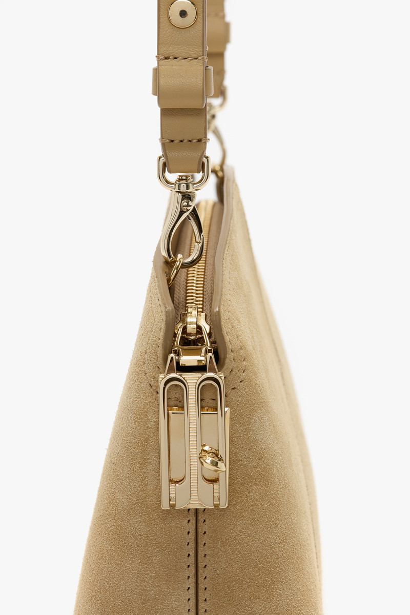 Victoria Crossbody Bag In Sand Suede 6
