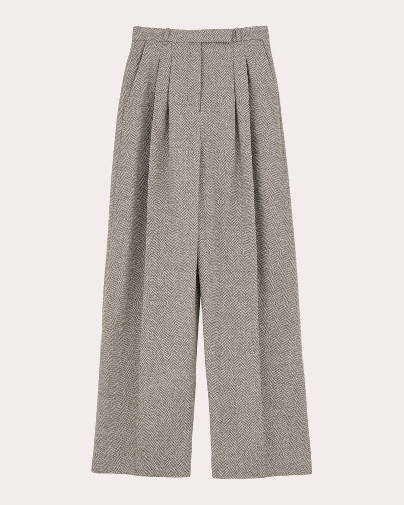MKDT STUDIO Pemma Pleated Herringbone Wool-Blend Pants outlook