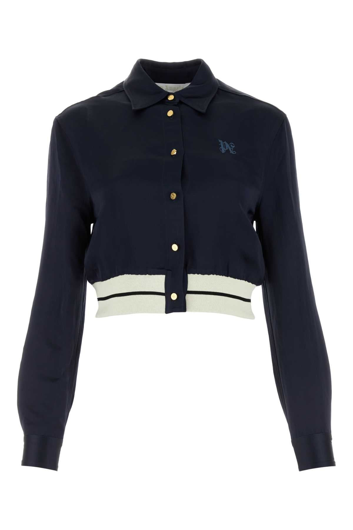 Palm Angels Women Midnight Blue Linen Blend Shirt - 1